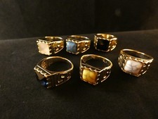 24 Karat Vergoldet Großer Prunk Damenring Ring Schmuckmetall Deluxe Stein Farbe