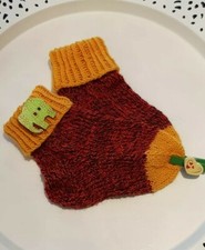 Kindersocken selbstgestrickt 22/23  gelb/rot/multicolor - Neu!!