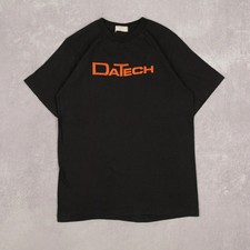 Vintage 80s Graphic Logo Datech Single Stitch T-Shirt L Herren schwarz Workwear
