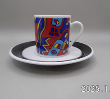 Porzellan Mokkatassen - 1  Paar " Dekor  " Inka Serie " Art Design Rösier 90er