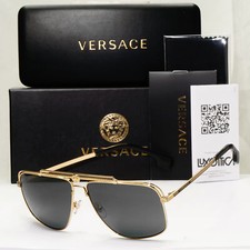 Versace Sonnenbrille goldschwarz Medusa quadratischer Mäander MOD 2242 1002/87