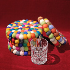 Untersetzer Filz Braun Bunt 20cm Dekoration Topfuntersetzer Geschenk Kugeln Rund