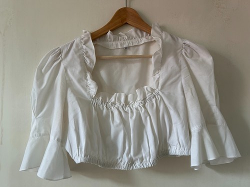 Dirndlbluse weiß halbarm - dirndlbluse, weiß,