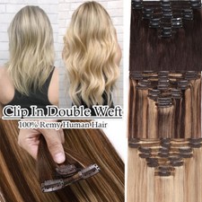 Extra Dick Doppelt Tressen Remy Echthaar Clip In Hair Extension Haarverlängerung