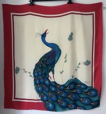 Vintage Seiden Tuch Pfau