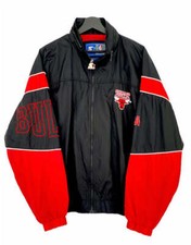 Starter Bulls Windbreaker Warm Up stiched Bulls Logo Schwarz Rot Large