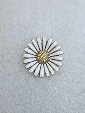 schöne A. Michelsen 925 Silber Brosche   Margeriten Blüte vergoldet & emailliert
