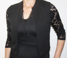 BOLERO ABEND JACKE BLAZER  BRAUTSTOLA  STOFF SPITZE 3/4 ÄRMEL (VB)  9404