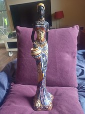 Afrikanische Frau mit Krug Afrika Figur Skulptur 38 cm, schwer mit Glitzer 