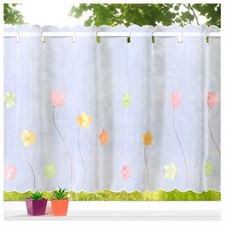 heimtexland ® Scheibengardine Blumen Gardine bestickt Fensterdekoration Typ822