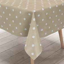 KEVKUS Wachstuch Tischdecke B1586-12 beige Punkte Polka Dots eckig rund oval
