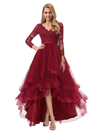 Langarm spitze tüll ballkleid - langarm,