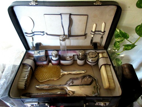 Antik vanity leder koffer - vanity,