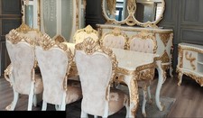 SetEsszimmer Stuhl Gruppe Stühle Holz Luxus Esszimmer Ess Barock Garnitur Möbel