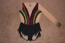  RSG Gymnastikanzug Kurkleid Wettkampfanzug Gr.XS schwarz/bunt