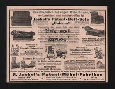 BERLIN, Werbung 1894, R. Jaekel's Patent-Möbel-Fabriken Bett-Sofa Unicum