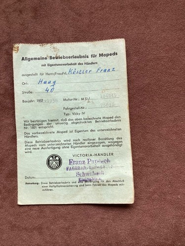 Betriebserlaubnis victoria m51 - betriebserlaubnis,