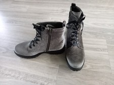 ? neue schlammgraue  5 Loch+ 2Haken  Samt Schnürboot Stiefel  GR. 37 von Kayla