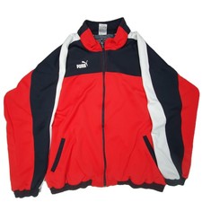 Vintage Puma Trainingsjacke Men L Farbblock Rot Schwarz Trackjacket Werbedruck