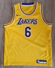 Original NIKE Basketball Trikot L.A. LAKERS NBA Trikot XL Gelb Lila #6 JAMES Aut