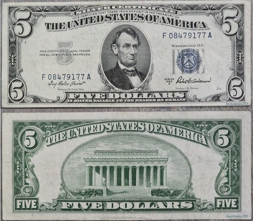 Silver certificate dollars - silver, 5