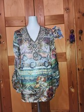 MALVIN Bluse Damen Oberteil Hemd Hemdbluse Gr. EU 36 S Seide Mehrfarbig