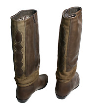 VINTAGE DAMENSTIEFEL BOHO WARMFUTTER BRAUN LEDER 38 SCHMALSCHAFT BRAUN #S6-2#
