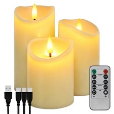 3er flammenlose  LED Wiederaufladbar Teelichter Kerzen mit TimerundFernbedienung