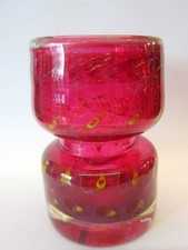 EISCH Frauenau Glas Vase Studioglas Kunstglas Serie Pfauenauge pink 14cm Bayern