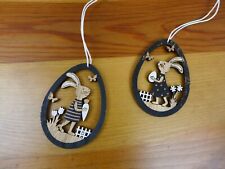 Holz Deko Hase Ostern Osterhase Hänger Vintage Shabby Schwarz Natur Motivwahl