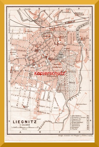 Liegnitz histor stadtplan - liegnitz, +histor.