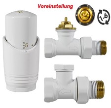 Heizkörper Ventil DURCHGANG SATZ 1/2 Weiss Heizung Thermostat Vorlauf + Rücklauf