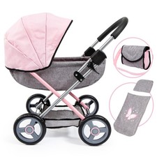 Puppenwagen Cosy grau rosa