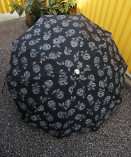Regenschirm original Knirps Schirm 60er 70er Jahre schwarz mit Blumen vintage