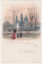 alte Litho-Ak München,  Hofgarten, beschrieben