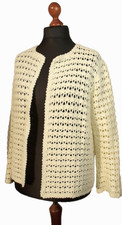 Strickjacke Vintage Häkel Landhaus 70er DDR Handarbeit Jacke Creme Weiß