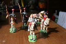 4 Reiter Landsknechtreiter + 1 Pferd + 1 Landsknecht von Elastolin Hausser, 7 cm
