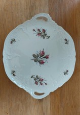 Kuchenplatte Rosenthal Moosrose ivory 35 cm Goldrand Classic Rose * selten 