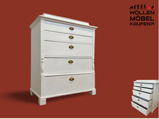 WMK # Elegante große antike Kommode in weiß aus vollem Holz mit geräumigen Schub