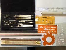 Konvolut Alter Zirkelkasten Lotter Messschieber Lineal usw.