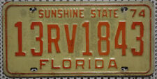 Florida Nummernschild 1974 USA Oldtimer Kennzeichen US Sunshine State : 13RV1843
