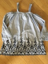 Blogger Ausverkauft Kleid Off Shoulder ZARA Gr. XS blau/weiß Neu