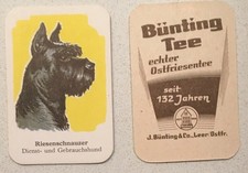 BÜNTING TEE KAFFEE Bodenkärtchen 50/60er Jahre 6x4cm HUND RIESENSCHNAUZER