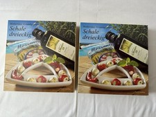 2 Mediterrane Keramikschalen ca. 20 cm dreieckig weiß OVP Gebraucht unbenutzt