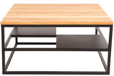 Couchtisch Baumkante massiv + geölt Wildeiche 80 x 80 schwarz TALAS B-WARE 42378