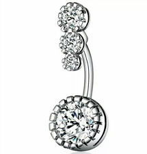 Edelstahl Bauchnabel Piercing Gebogener Stab Zirkon Nabel Kristall Banane Kette*