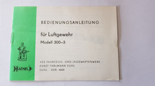 DDR Bedienungsanleitung Haenel Modell 300-3 Luftgewehr