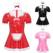 Herren Unterwäsche Bogenknoten Clubwear Spitze Trimmen Kleid Sissy Cosplay Maid