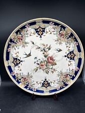 GROSSER DEKORATIVER TELLER MIT BLUMEN UND SCHWALBEN -RUDOLF DITMAR ZNAIM B.2.5 U