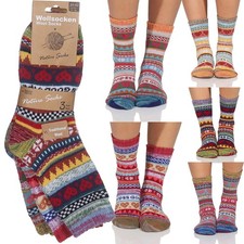 3 Paar Damen Winter Wollsocken Bunt Norweger Muster Kuschel Strümfe warm Neu